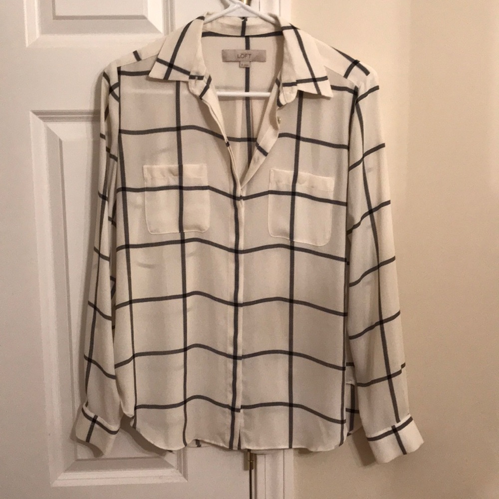 Loft chiffon button down shirt